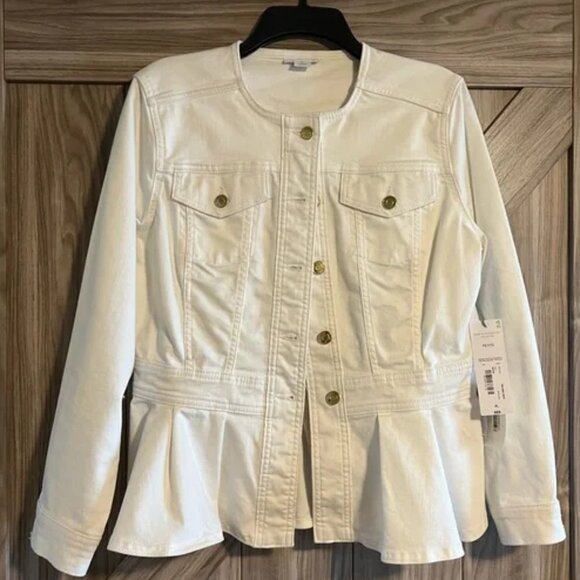 NWT Liz Clairborne Denim Jacket Size Petite Large - Picture 1 of 3